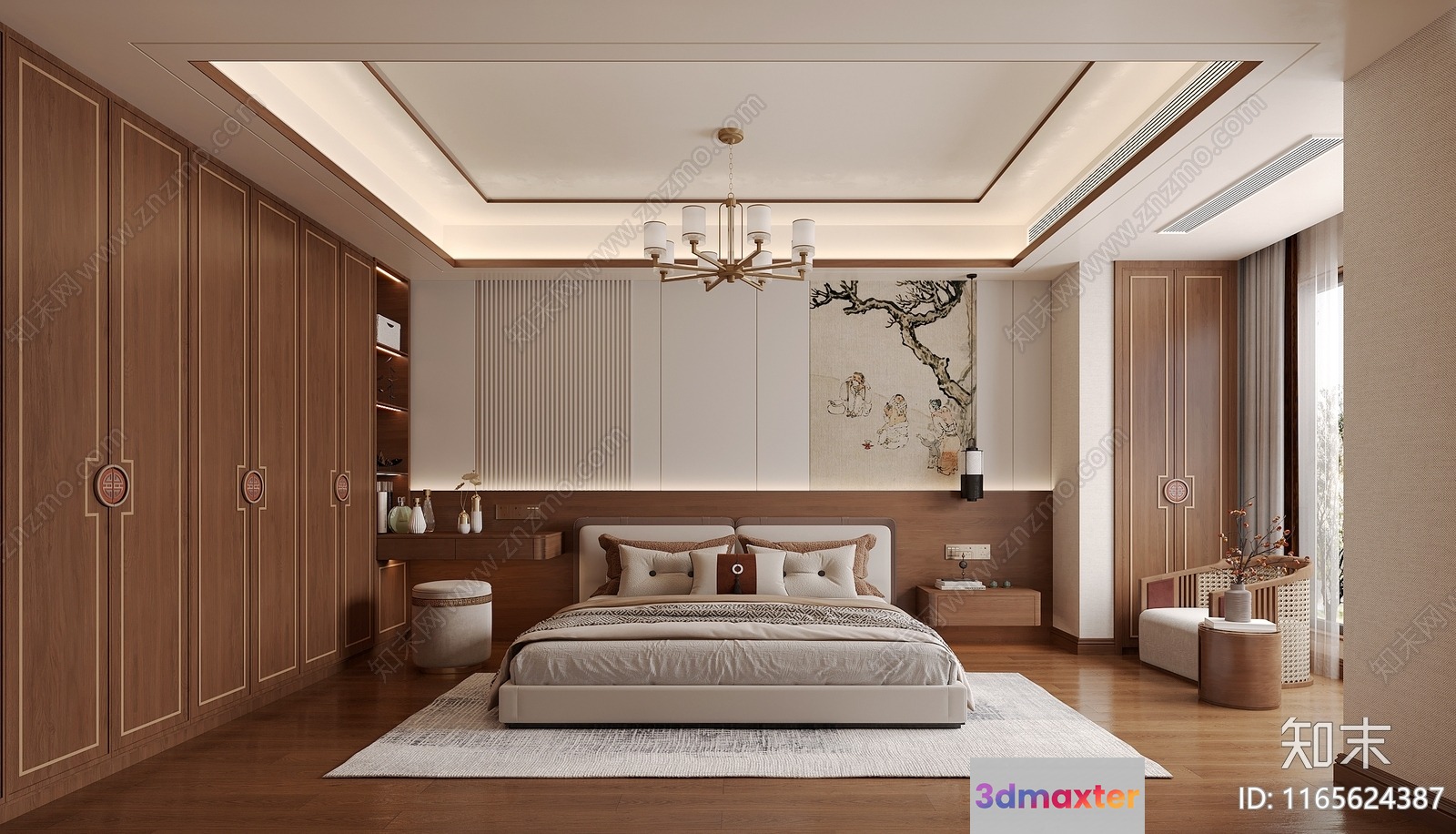 Cozy Modern Bedroom 3D Model - 6060 - VRAY Render
