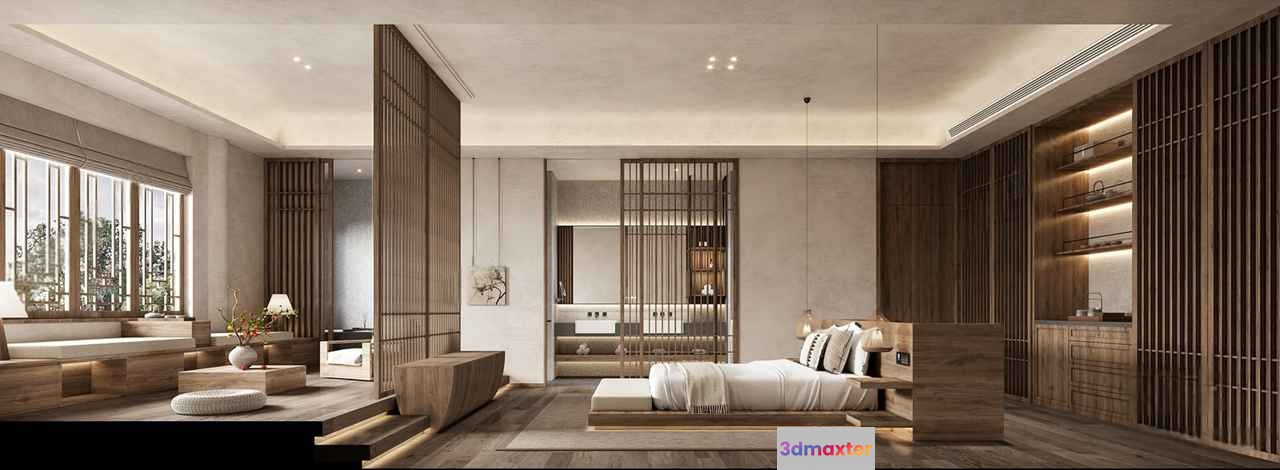 Modern Bedroom Suite 3D Model - 9708 - VRAY Render