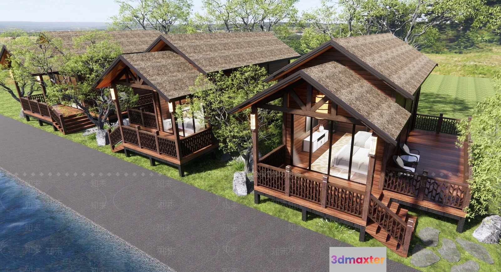 Wooden Houses 3D Model - 17134 - VRAY Render