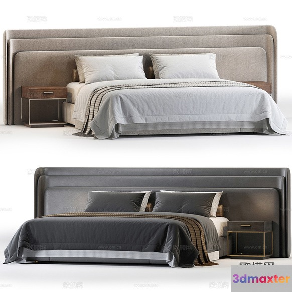 Modern Gray Bed 3D Model - 8441 - CORONA Render