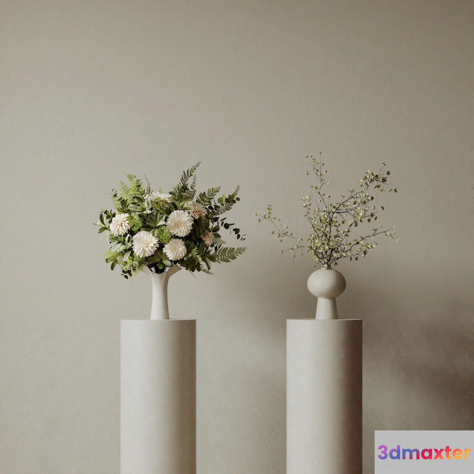 Modern White Vases 3D Model - 3464 - VRAY Render
