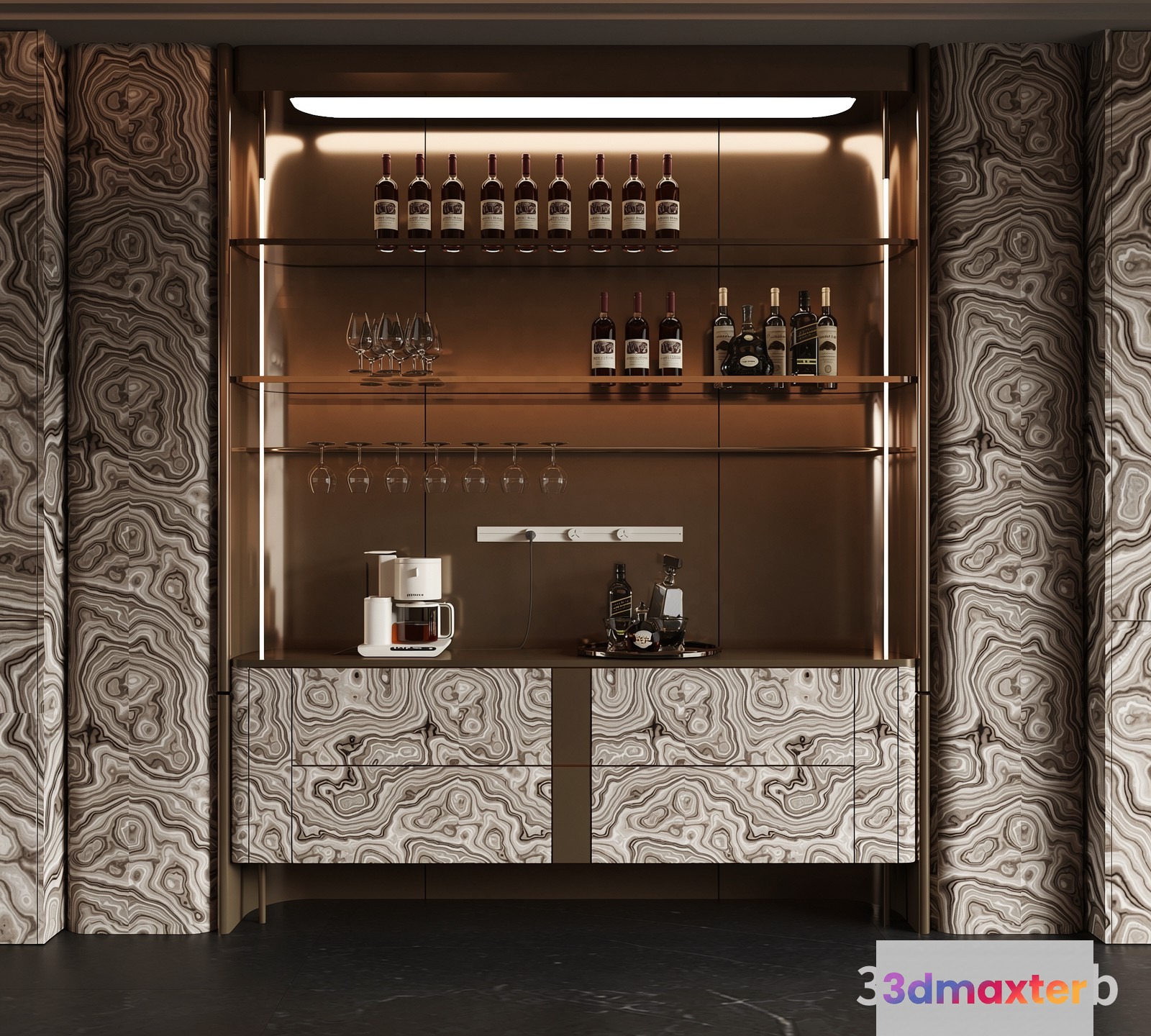 A Modern Kitchen Bar 3D Model - 18831 - VRAY Render