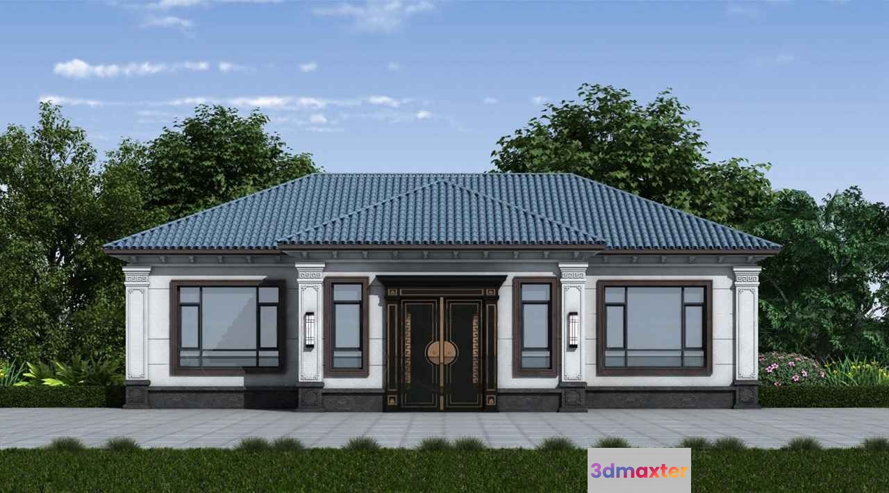 A House. It Is White 3D Model - 1801 - VRAY Render