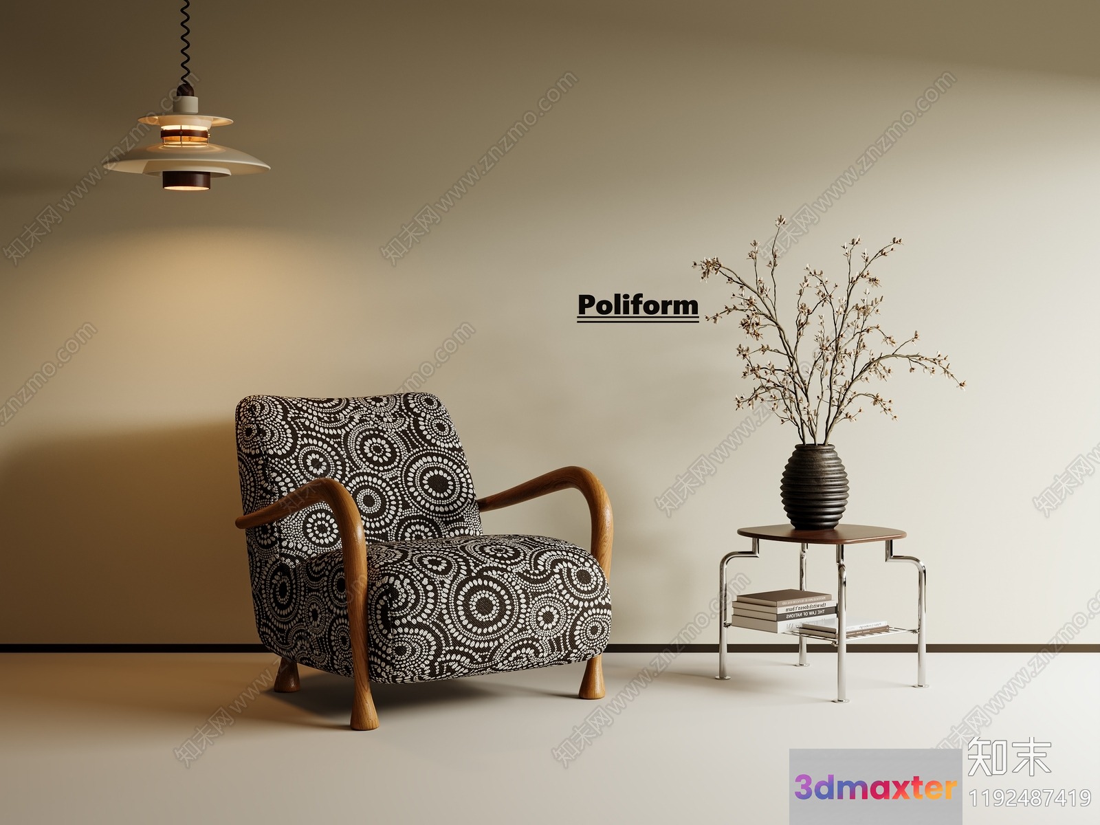 A Modern Chair With A Patterned Design 3D Model - 7029 - VRAY Render