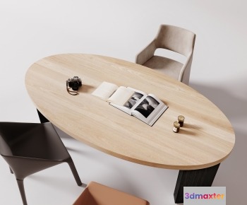 Wooden Oval Table 3D Model - 19546 - VRAY Render