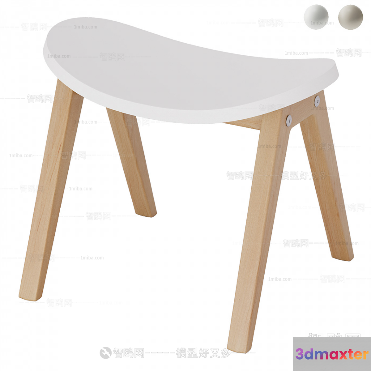 Wooden Stool 3D Model - 425 - VRAY Render