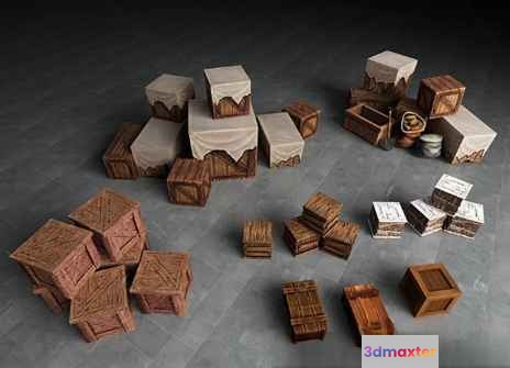Wooden Boxes 3D Model - 2526 - VRAY Render