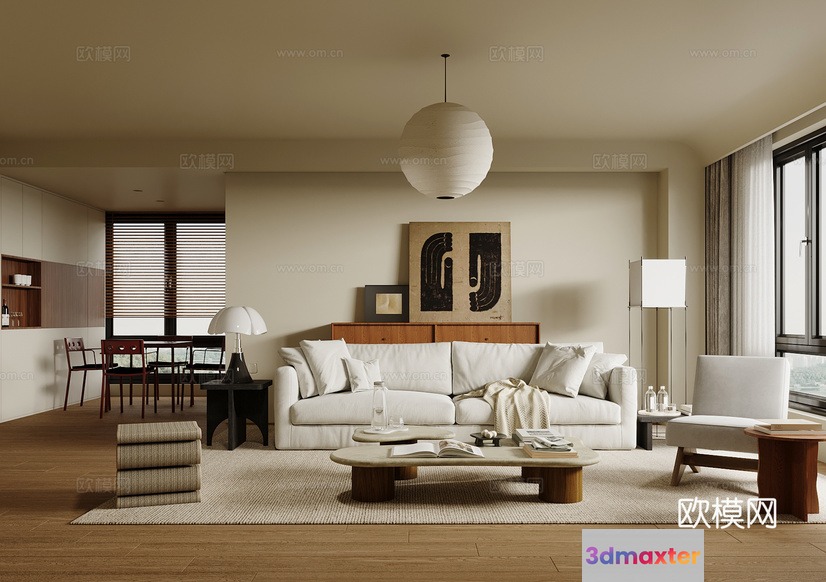 Modern Living Room 3D Model - 17080 - VRAY Render
