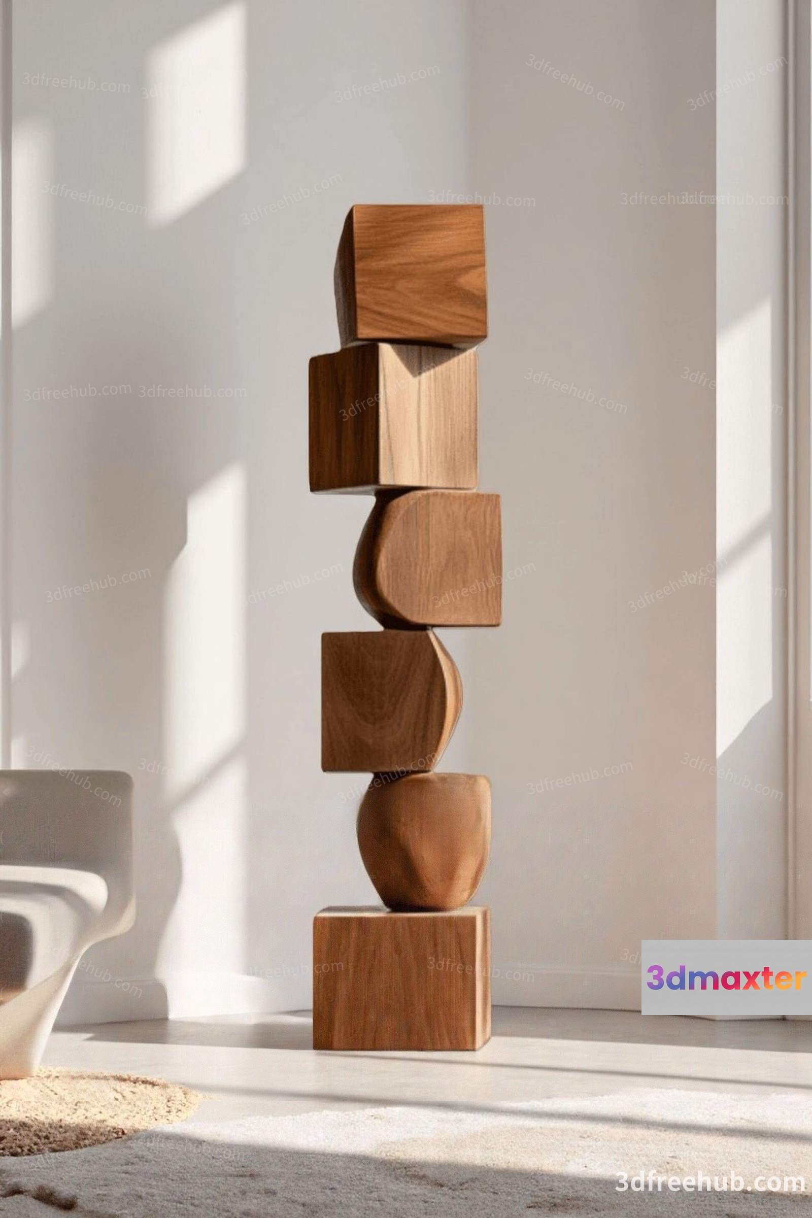 Modern Wooden Sculpture 3D Model - 21089 - VRAY Render