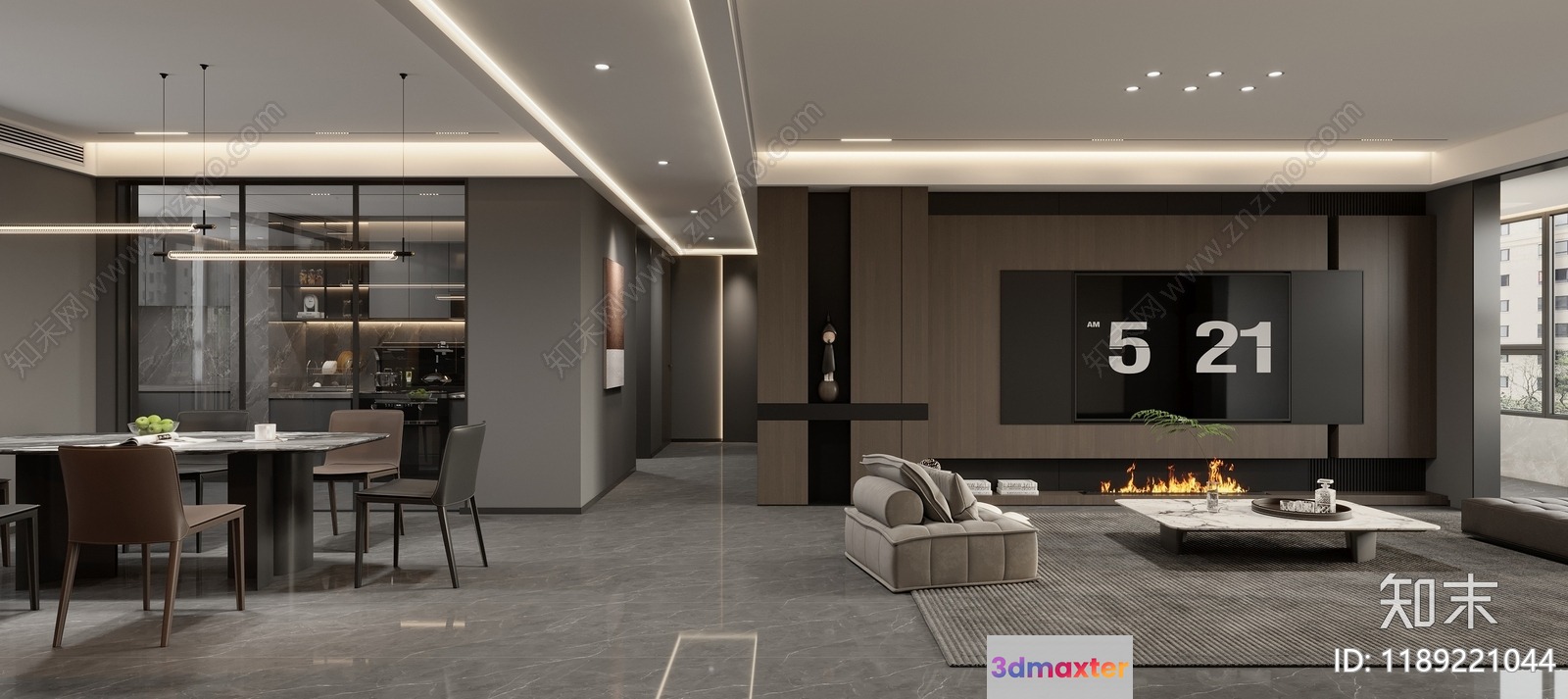 Modern Living Room 3D Model - 17591 - VRAY Render
