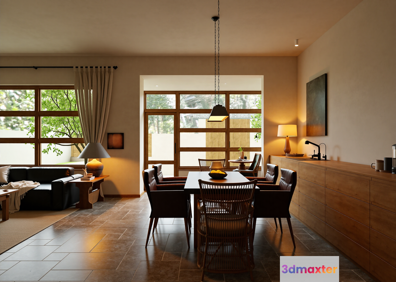 Modern Dining Room 3D Model - 11474 - VRAY Render