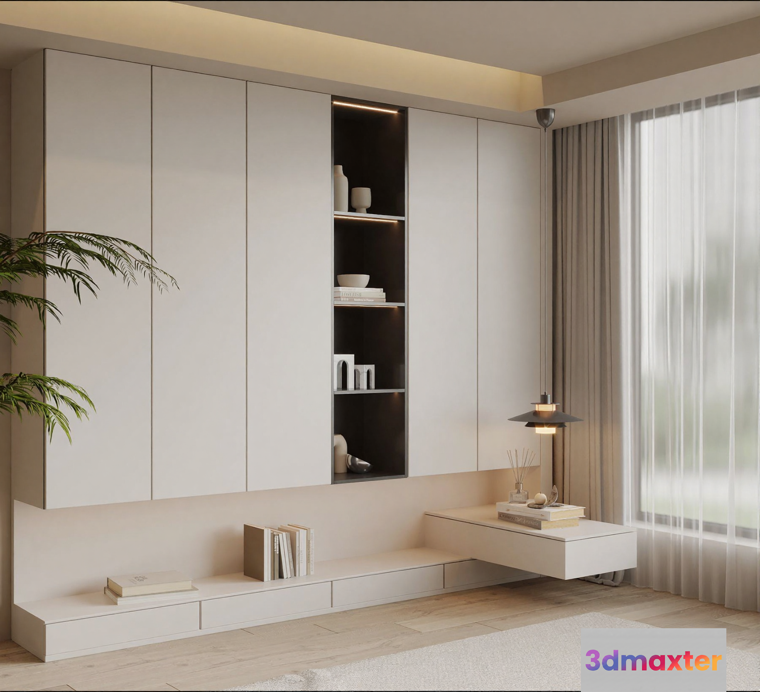 Modern Minimalist Living Room 3D Model - 7773 - VRAY Render