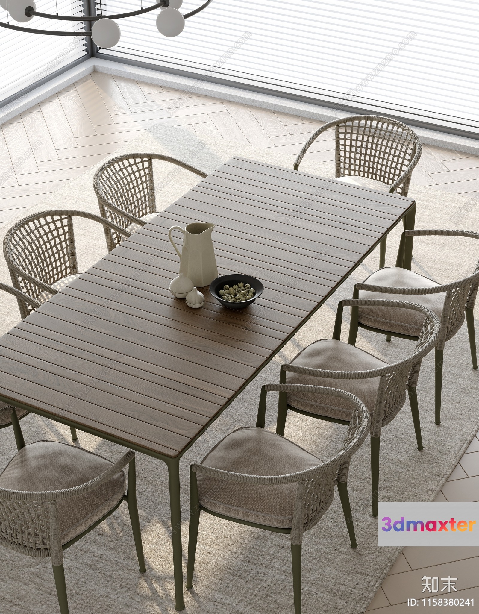 Modern Outdoor Dining Table 3D Model - 17424 - VRAY Render