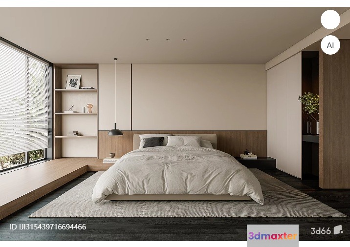 Cozy Bedroom 3D Model - 1007 - VRAY Render