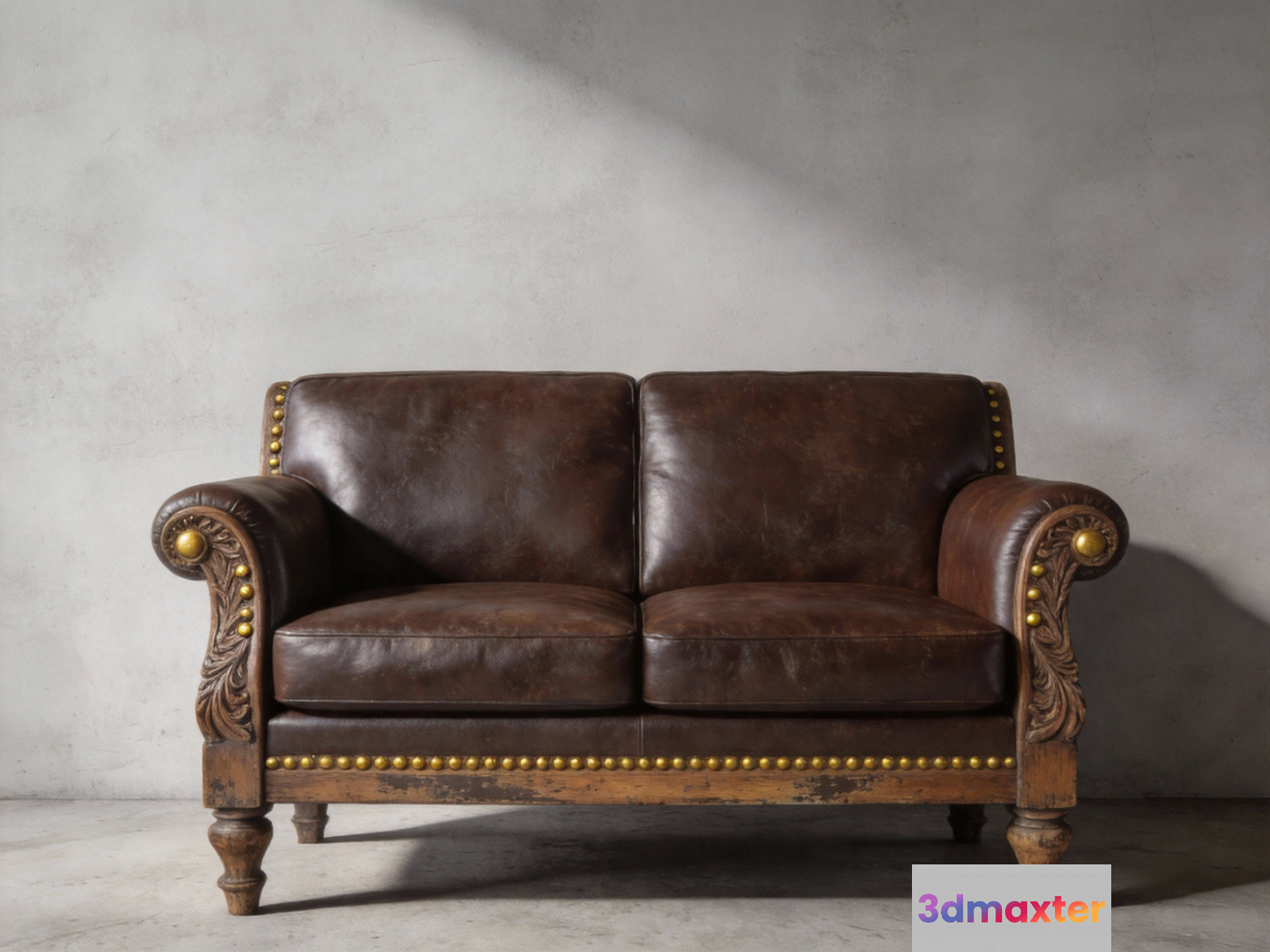 A Brown Leather Couch 3D Model - 6338 - VRAY Render