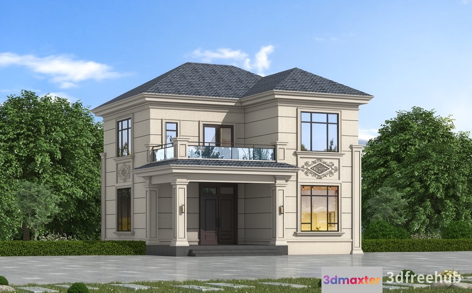 A 2-Story House 3D Model - 21209 - VRAY Render