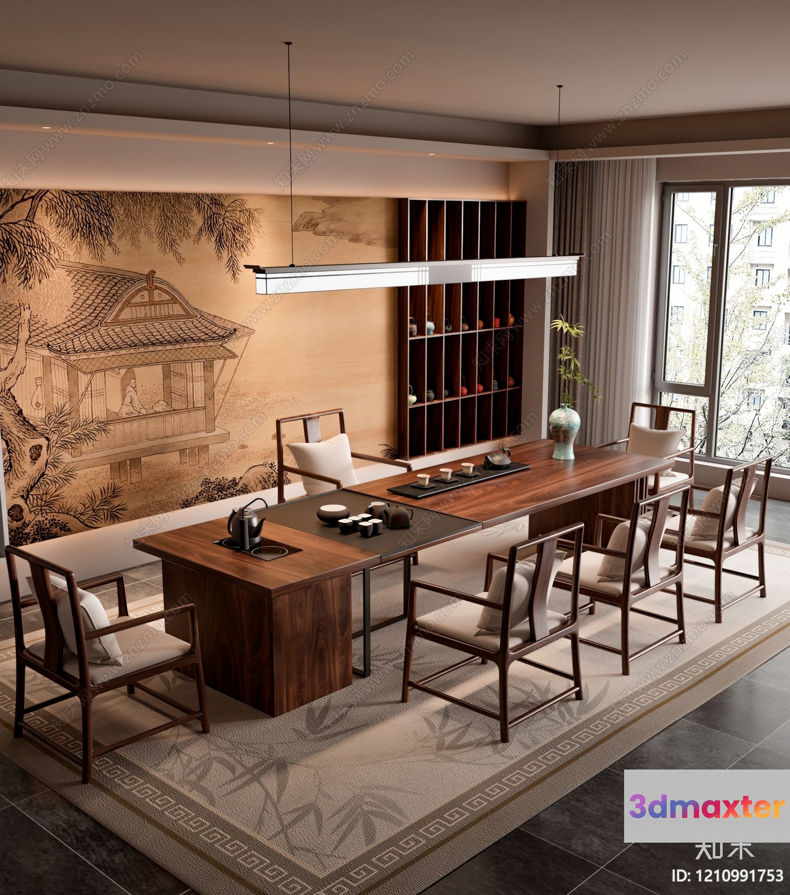 A Large Dining Room 3D Model - 7576 - VRAY Render