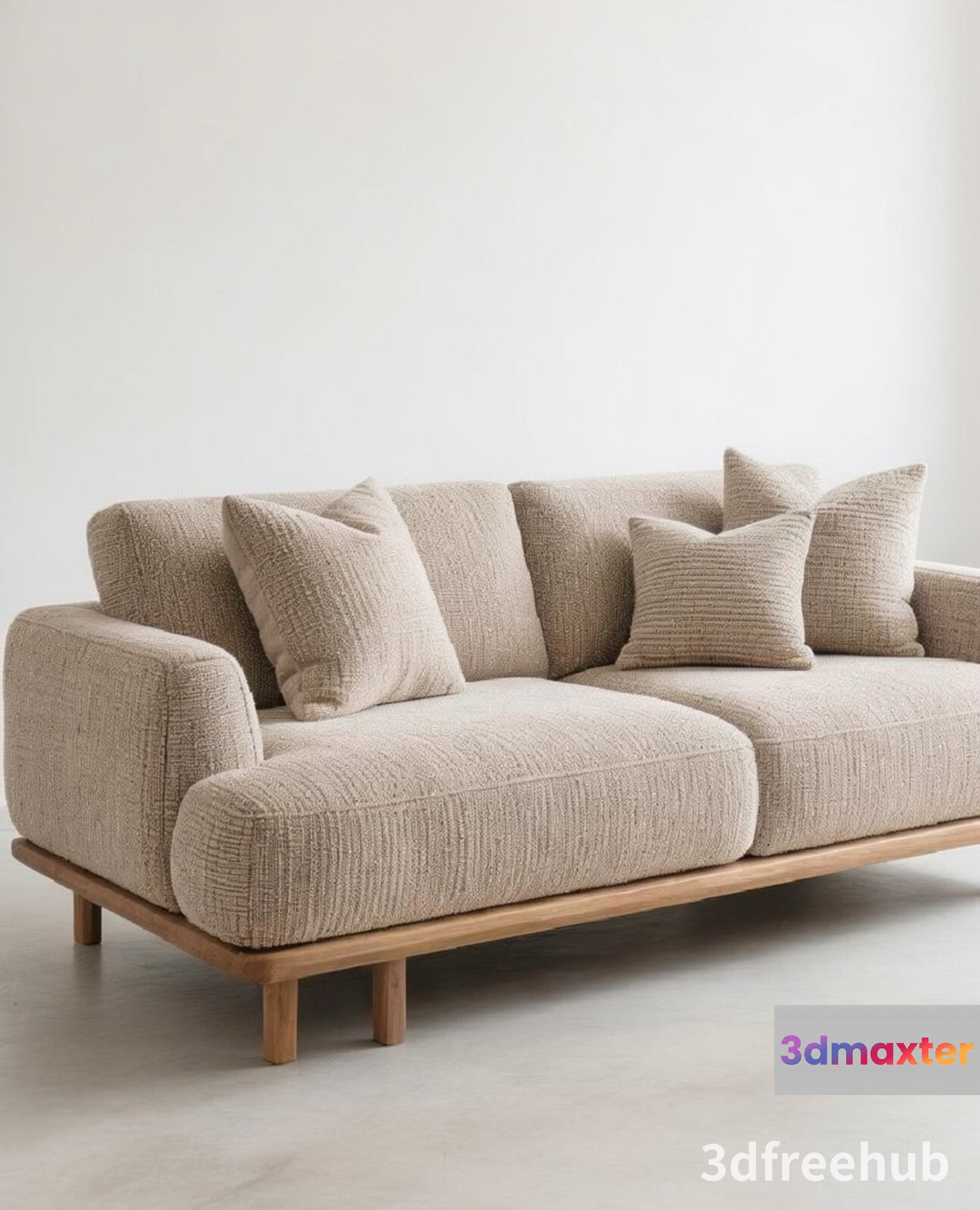 Modern Beige Sofa 3D Model - 19983 - VRAY Render