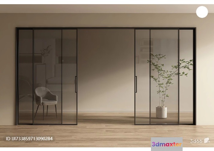 A Sliding Glass Door 3D Model - 15599 - VRAY Render
