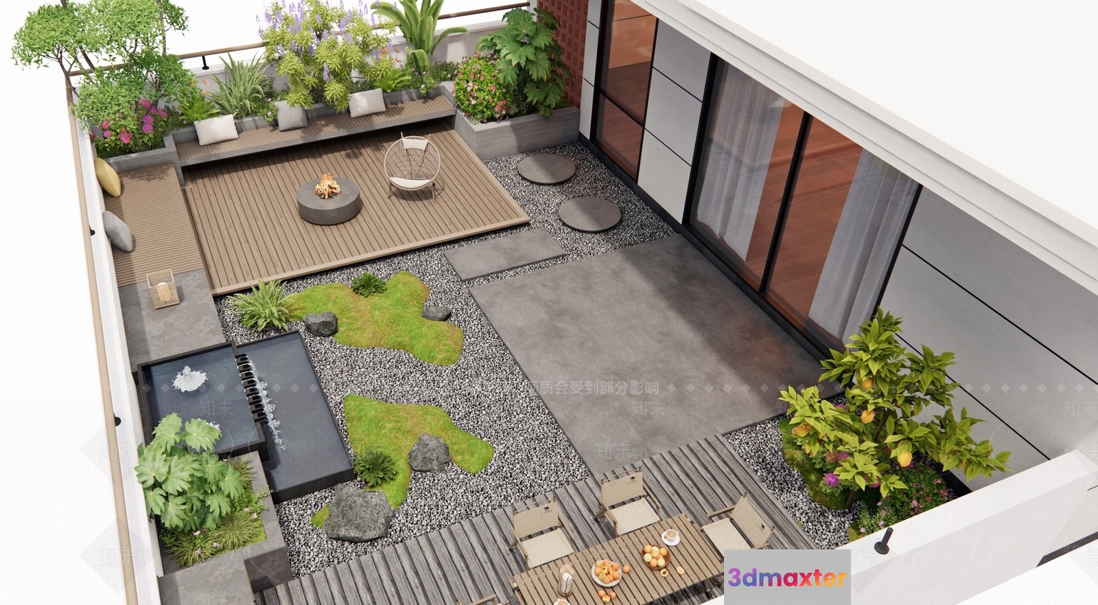 Modern Outdoor Patio 3D Model - 19071 - VRAY Render