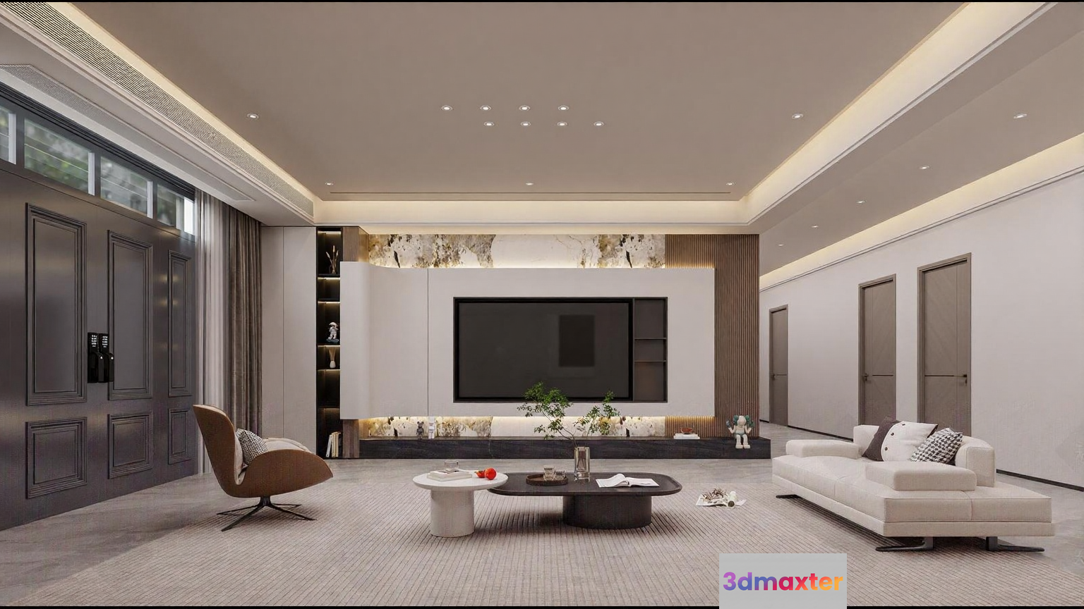 Modern Living Room 3D Model - 12446 - VRAY Render