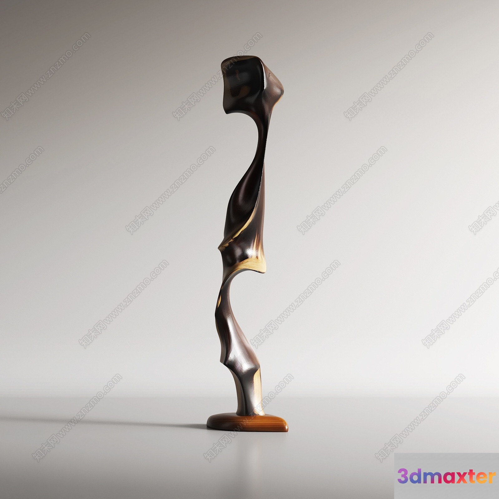 A Wooden Sculpture With A Unique Design 3D Model - 2411 - VRAY Render