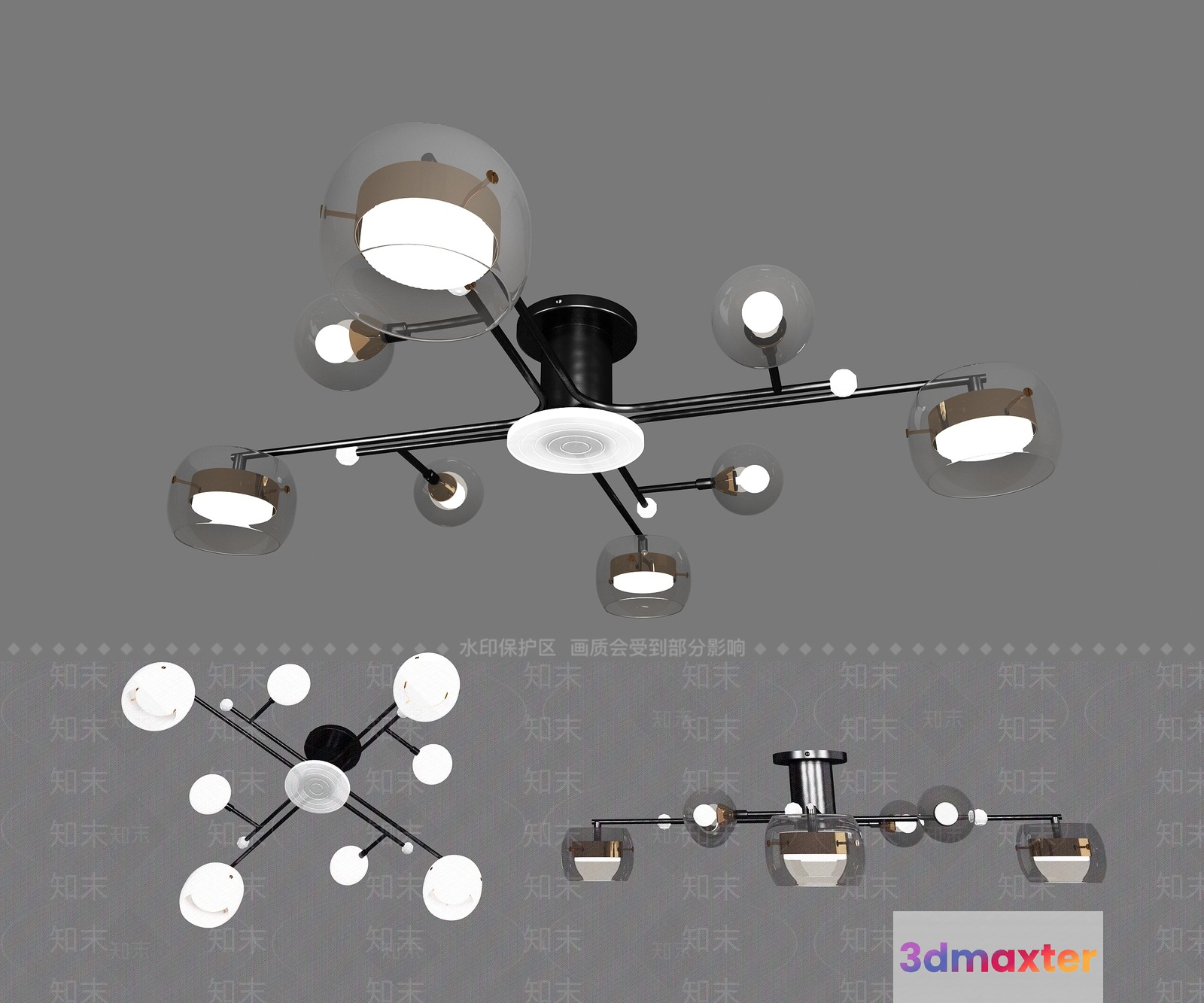 Gold Light Fixture 3D Model - 22109 - VRAY Render