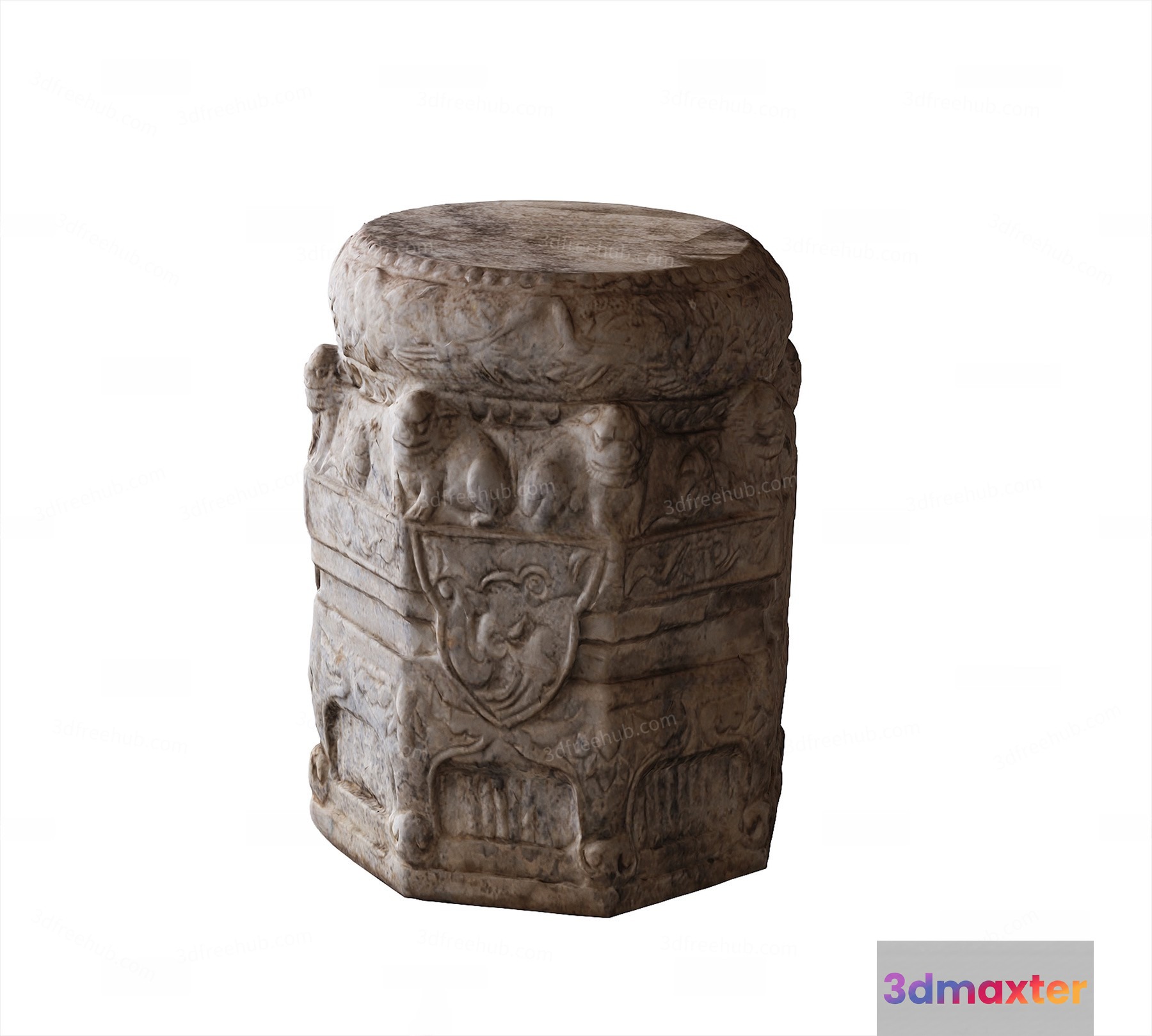 An Ancient Stone Object 3D Model - 20827 - VRAY Render