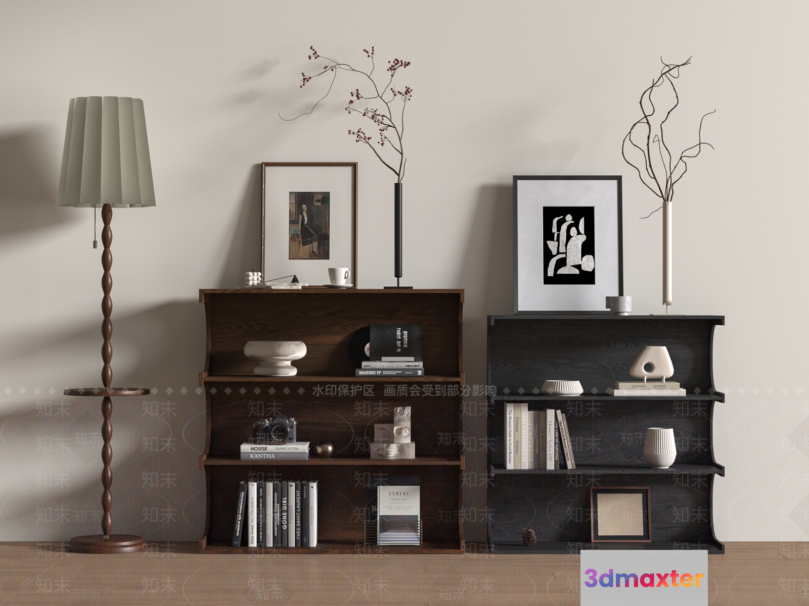 A Bookshelf 3D Model - 19557 - VRAY Render