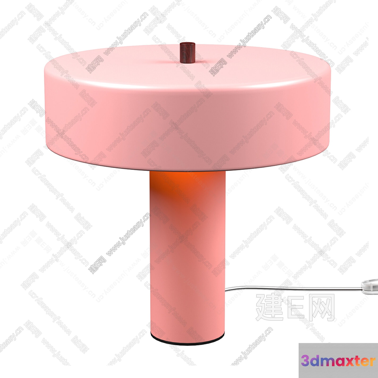 A Pink Lamp With A Round Base And A Cylindrical Neck 3D Model - 12428 - VRAY Render