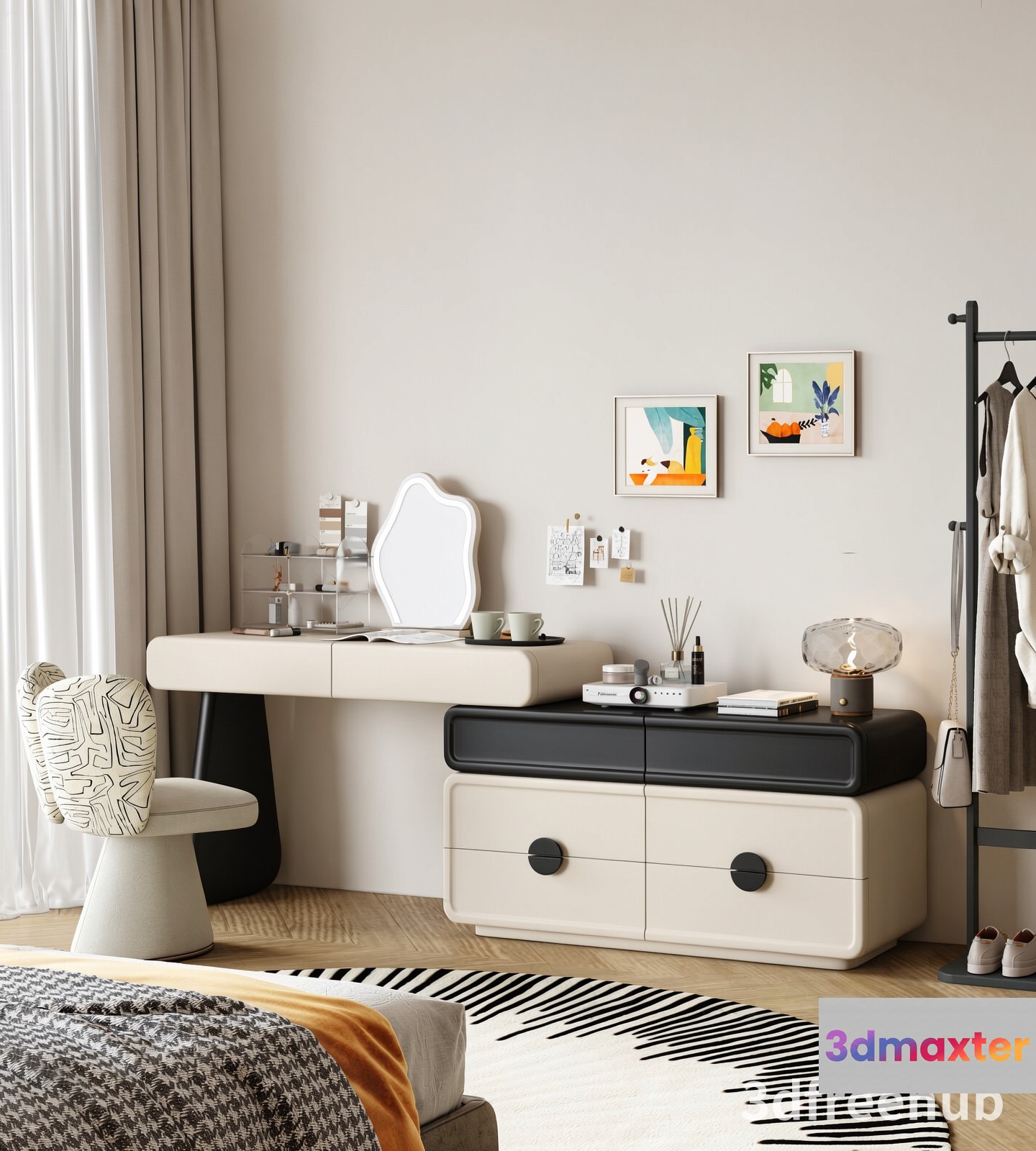 Modern Minimalist Bedroom 3D Model - 21500 - VRAY Render