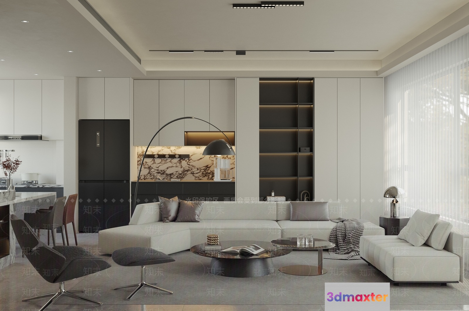 Modern Living Room 3D Model - 17165 - VRAY Render