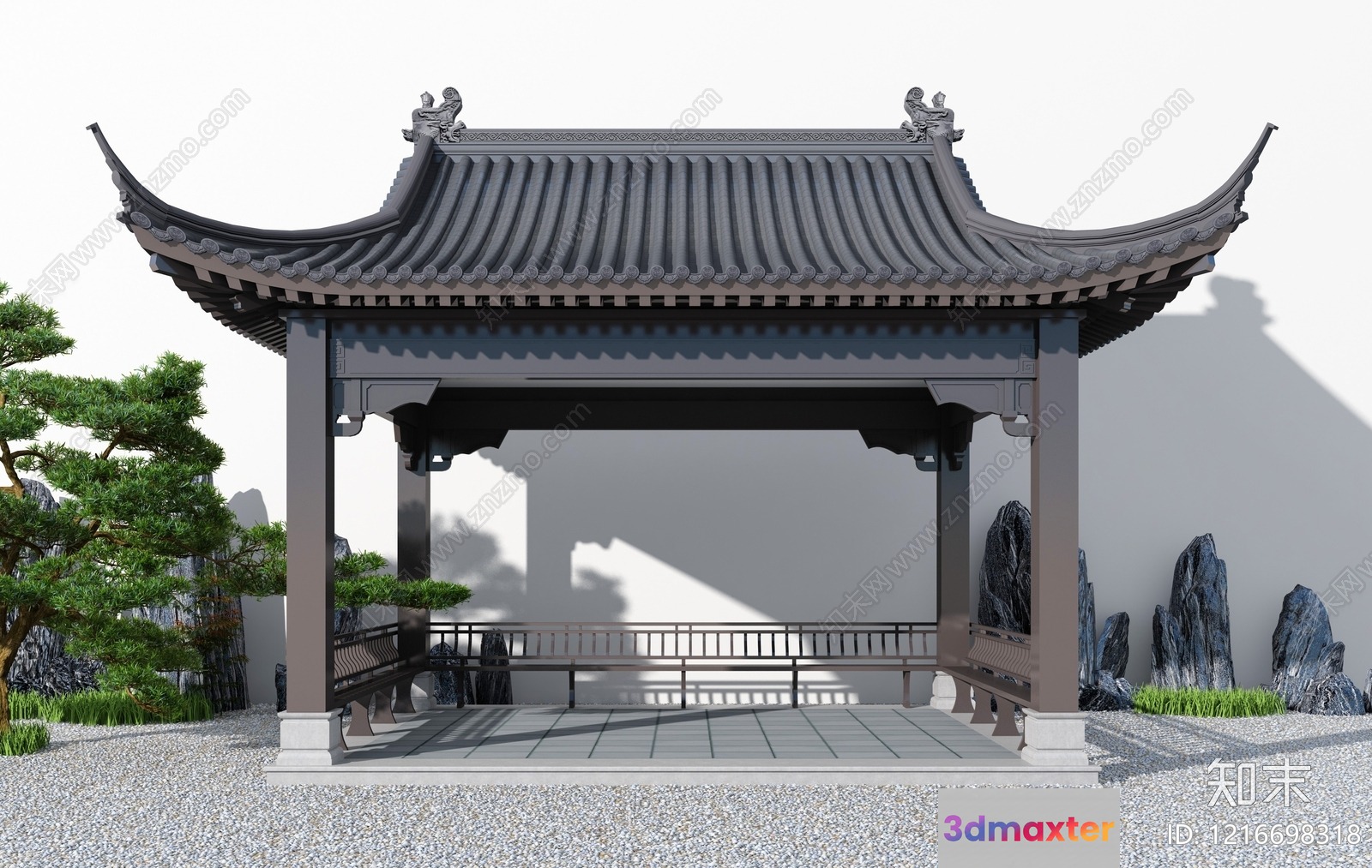 Asian Style Pavilion 3D Model - 16445 - VRAY Render
