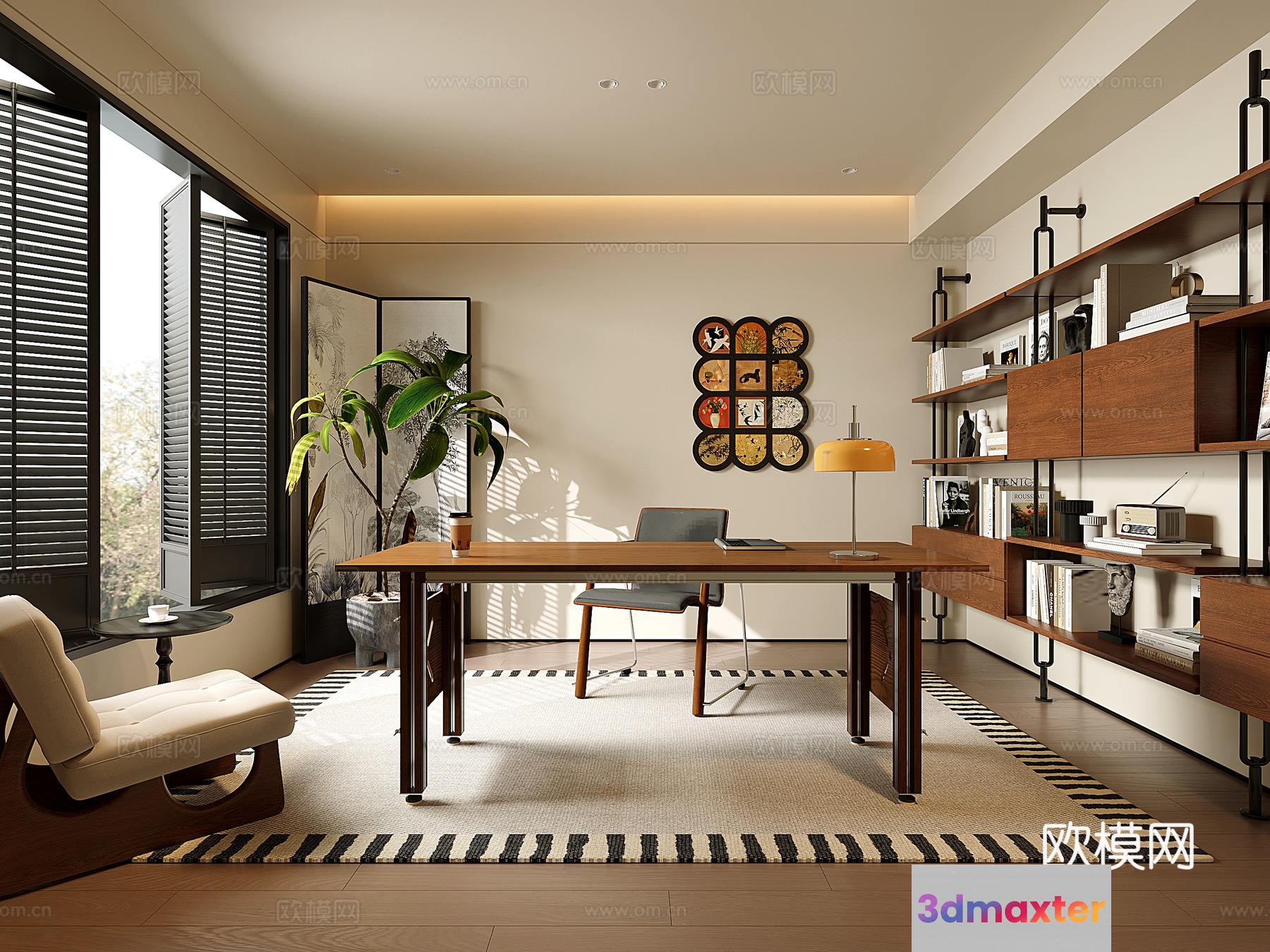 Modern Home Office 3D Model - 20086 - VRAY Render