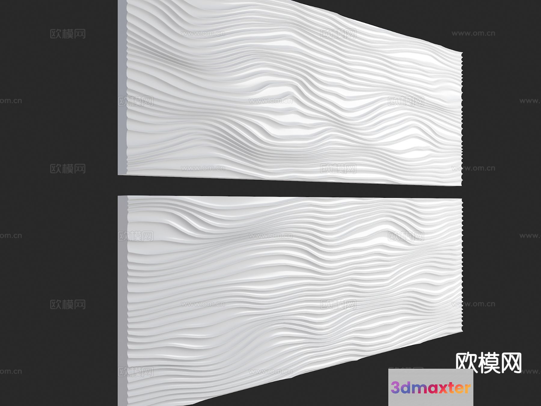 The Main Subject Is A White Wavy Pattern On A Wall 3D Model - 3503 - VRAY Render
