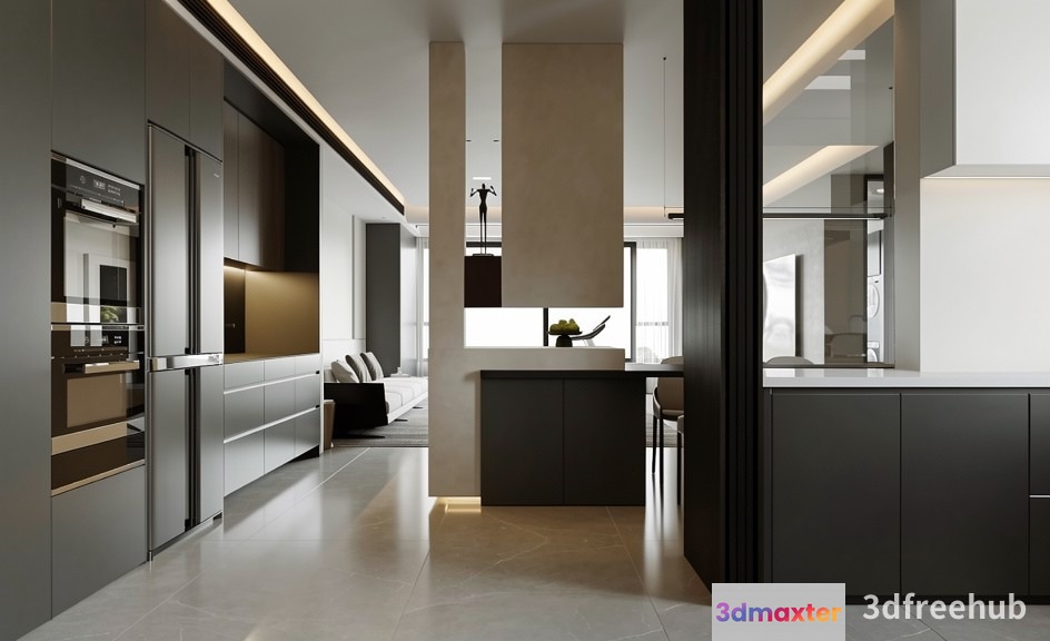 Modern Kitchen 3D Model - 18829 - VRAY Render