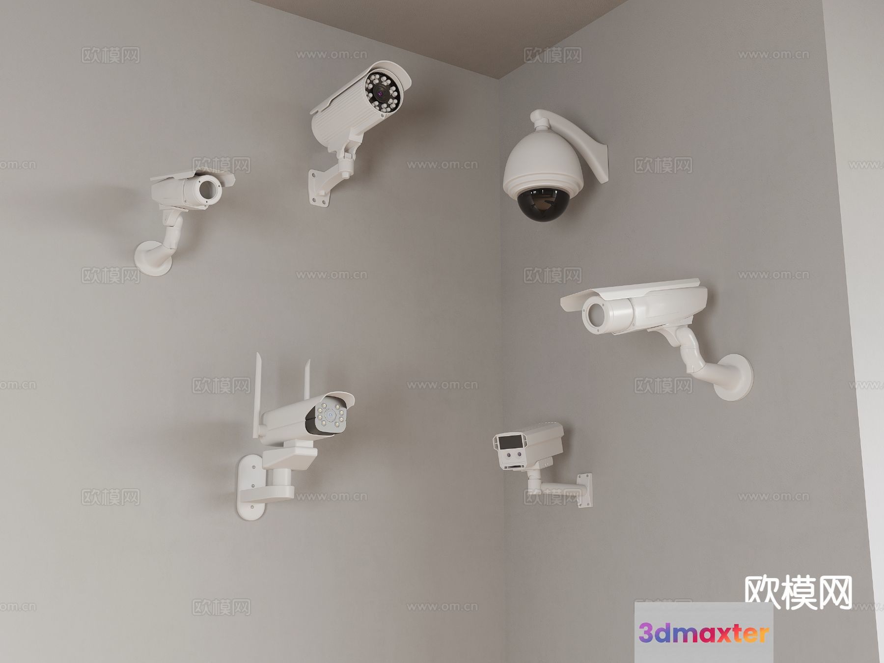 A Collection Of Security Cameras 3D Model - 19529 - VRAY Render