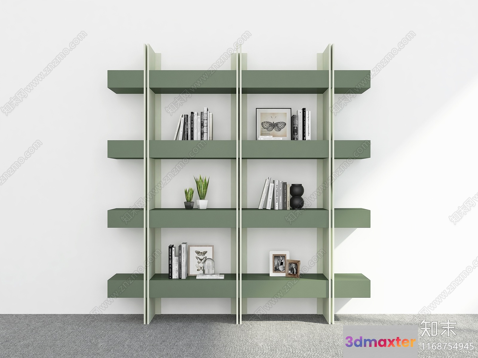 Green Shelving Unit 3D Model - 12980 - VRAY Render