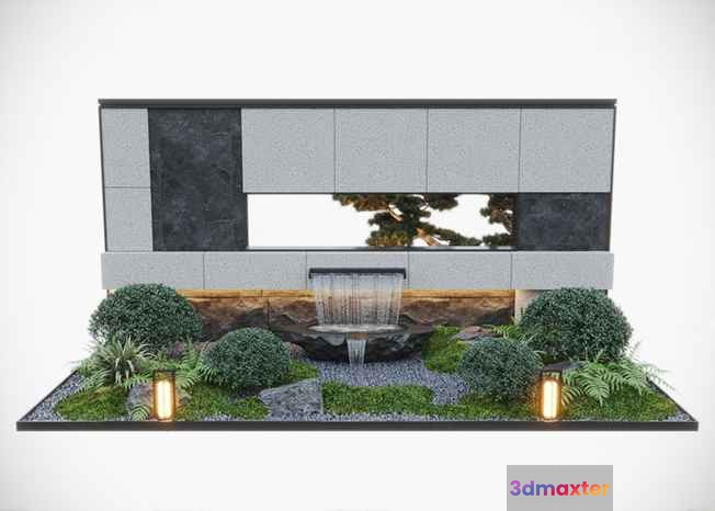 Modern Outdoor Fountain 3D Model - 9948 - CORONA Render