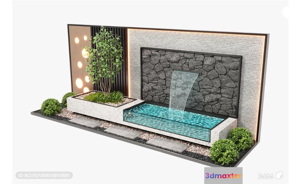 Modern Water Feature 3D Model - 10990 - VRAY Render