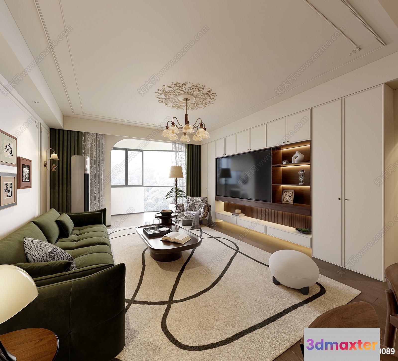 Modern Living Room 3D Model - 20775 - VRAY Render