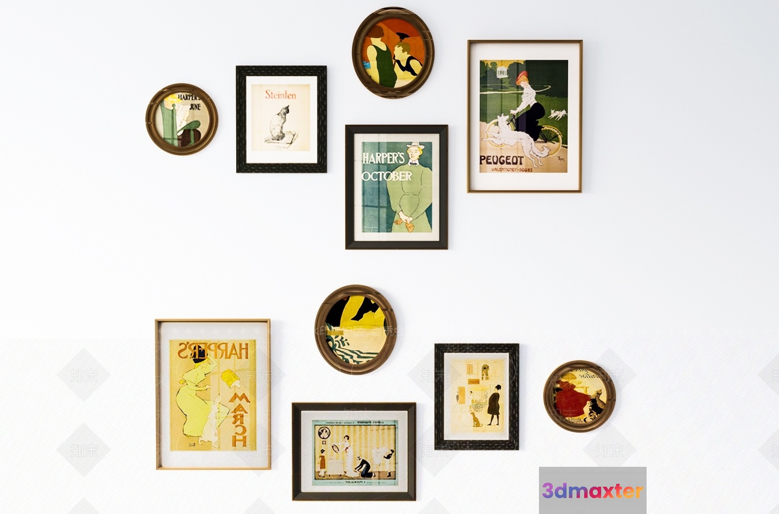 A Collection Of Framed Artwork 3D Model - 21117 - VRAY Render