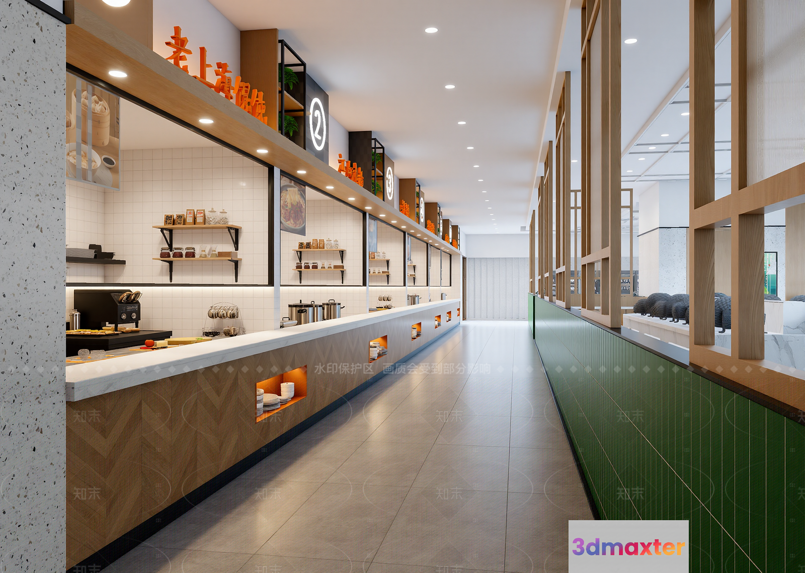 Modern Food Counter 3D Model - 14144 - VRAY Render