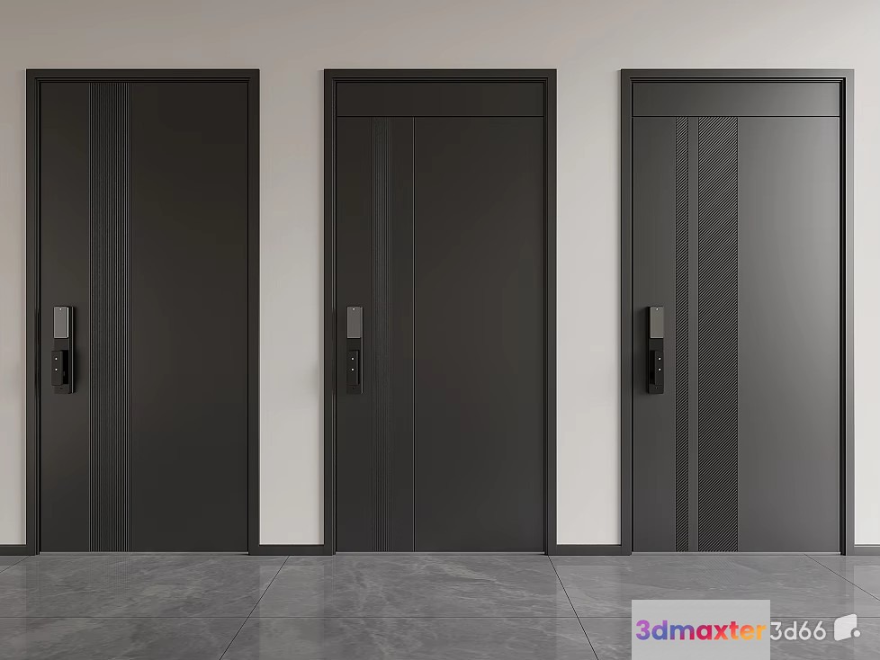 Three Black Doors 3D Model - 20325 - VRAY Render