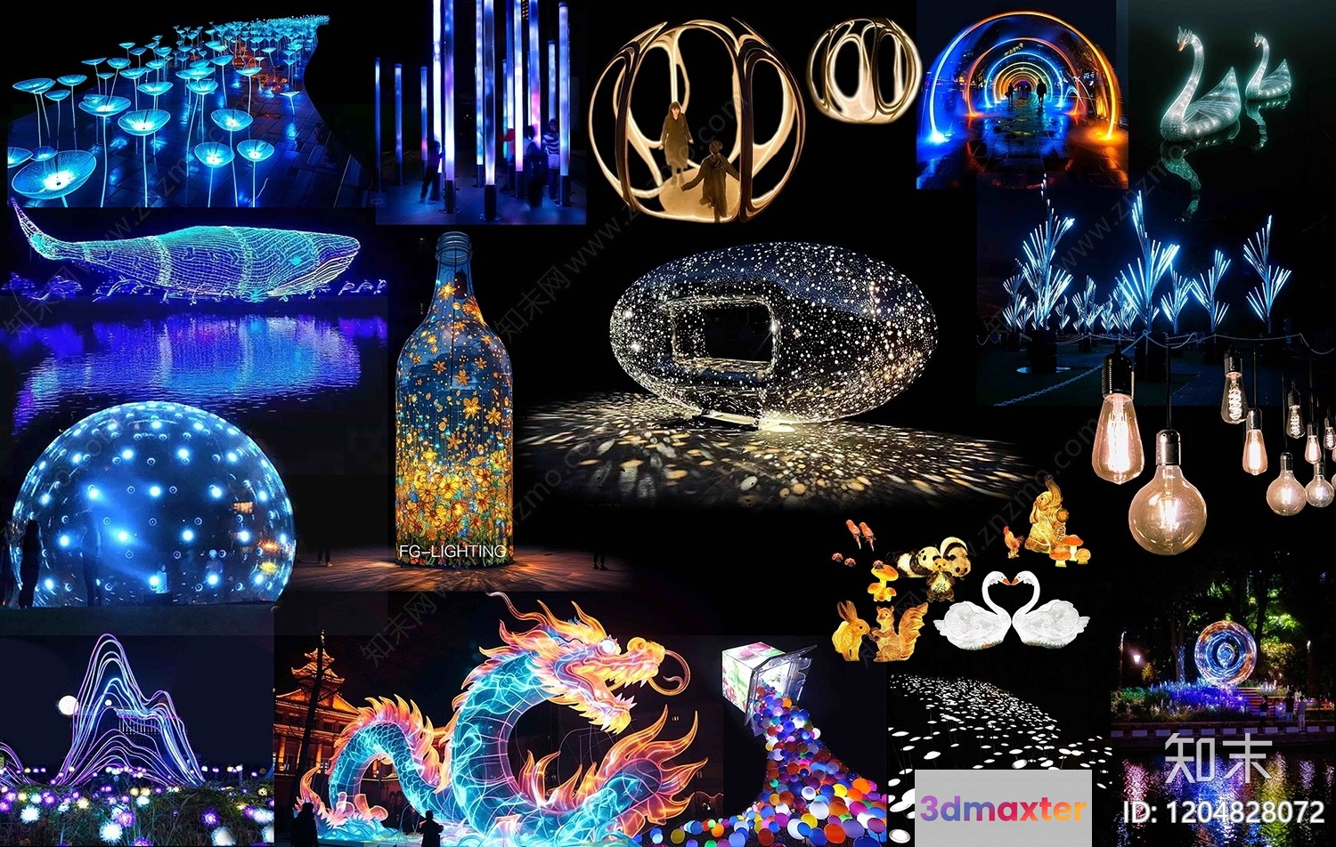 Abstract Light Installations 3D Model - 6352 - VRAY Render