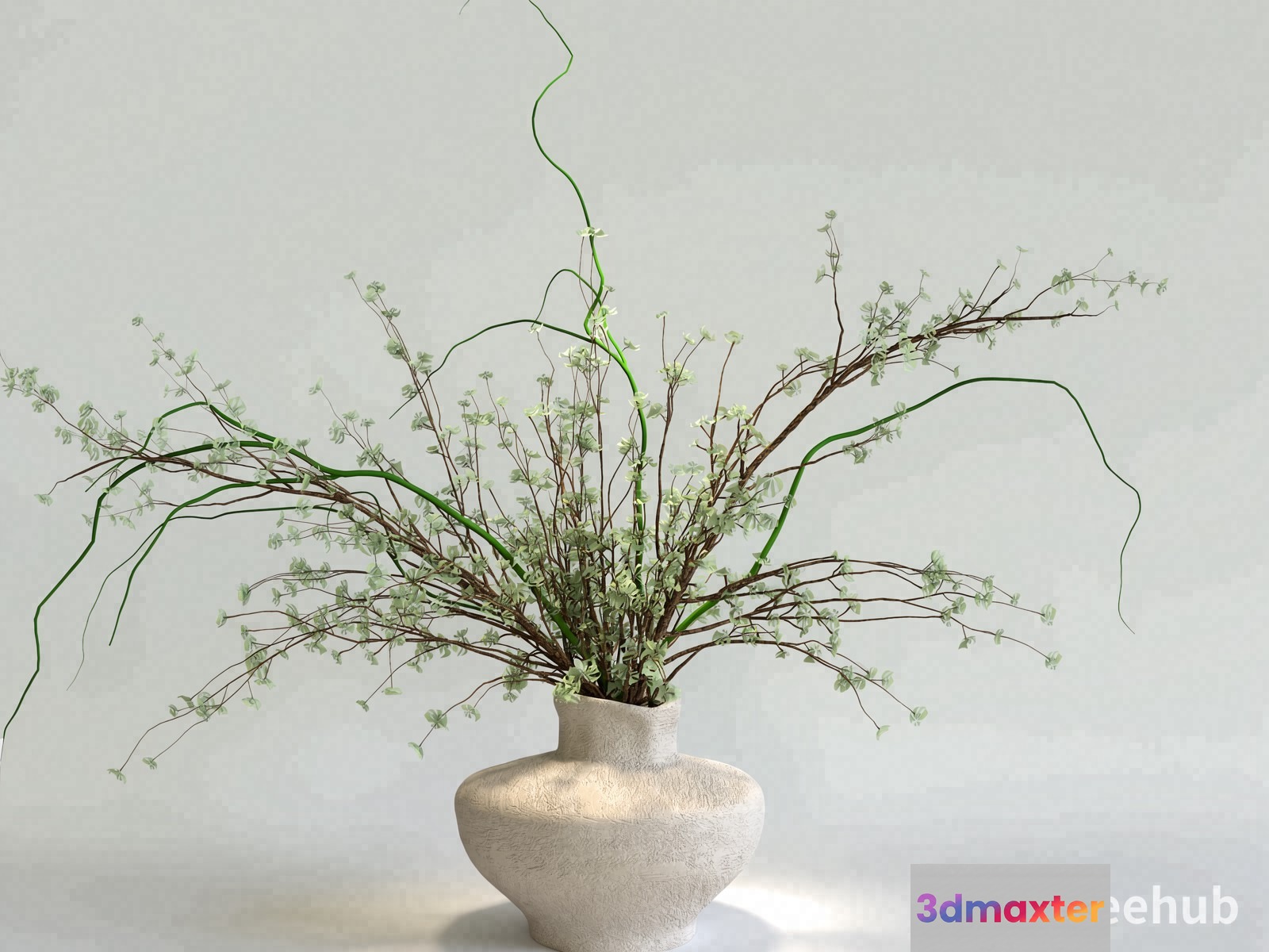 A White Vase With A Textured Finish 3D Model - 22179 - VRAY Render