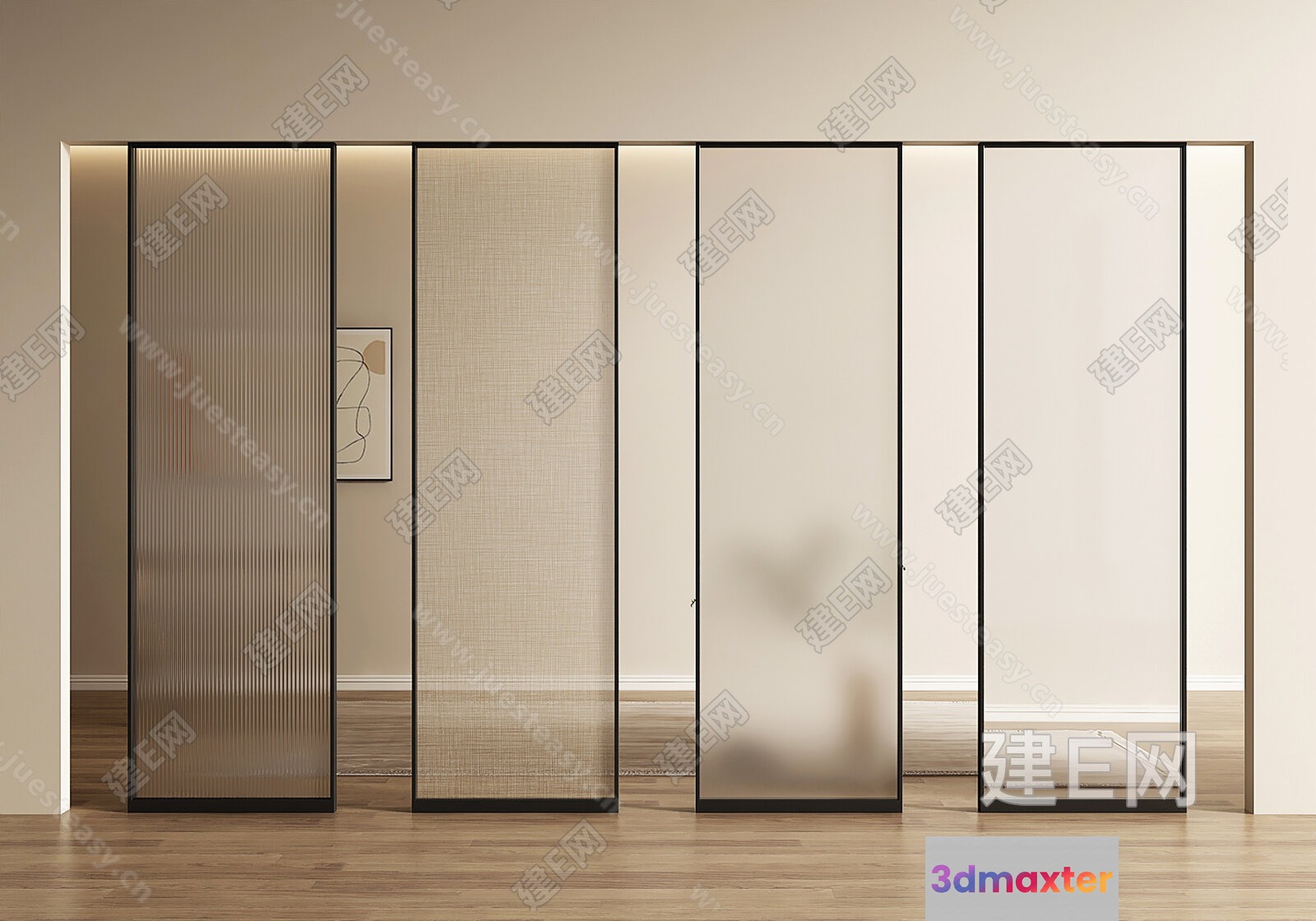 Modern Sliding Doors 3D Model - 1914 - VRAY Render