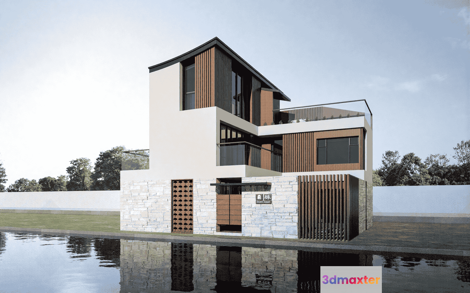 Modern Minimalist House 3D Model - 15434 - VRAY Render