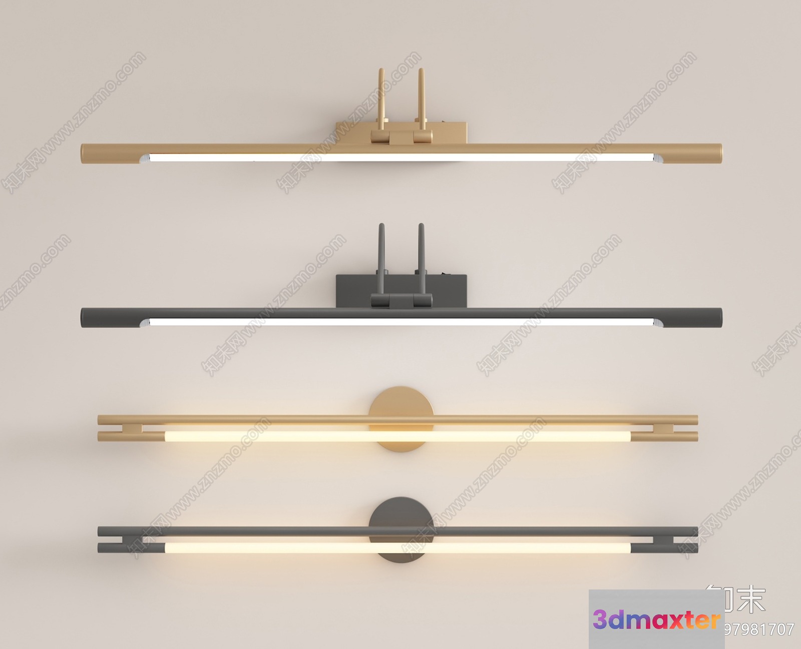 Gold Light Fixture 3D Model - 8034 - VRAY Render