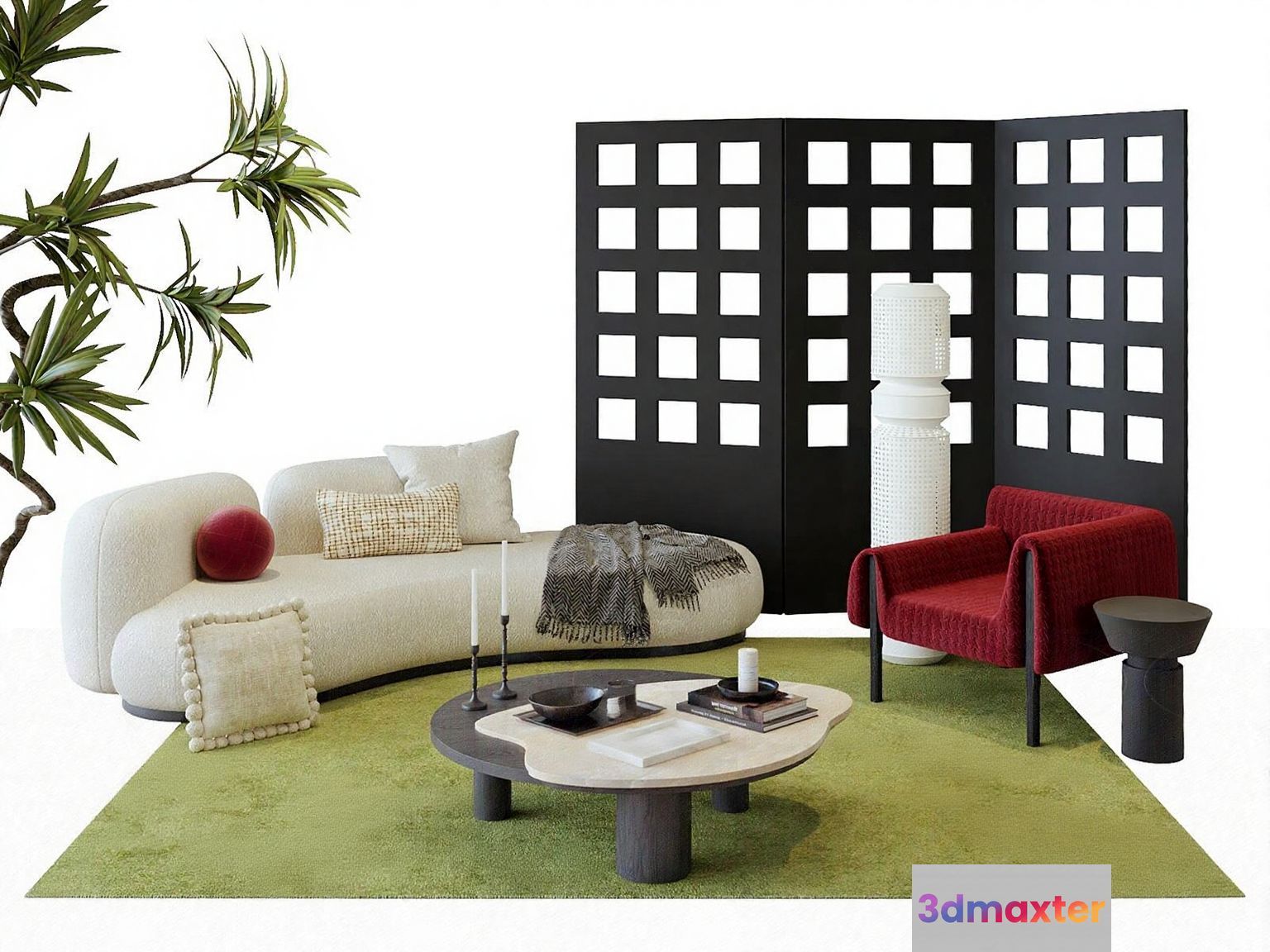 Modern Living Room 3D Model - 2116 - VRAY Render